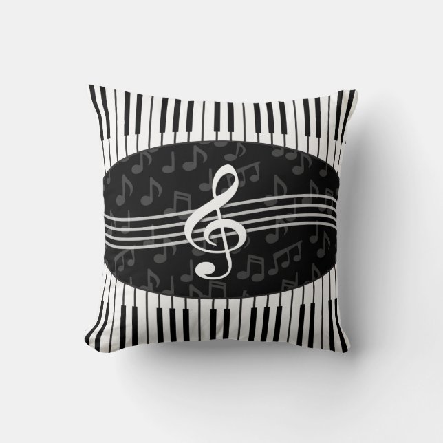 Coussin La musique élégante note des clés de clef triple (Recto)