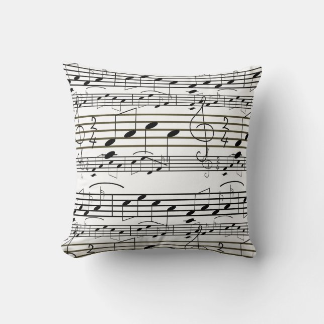 Coussin La musique note la musique de feuille noire et (Recto)