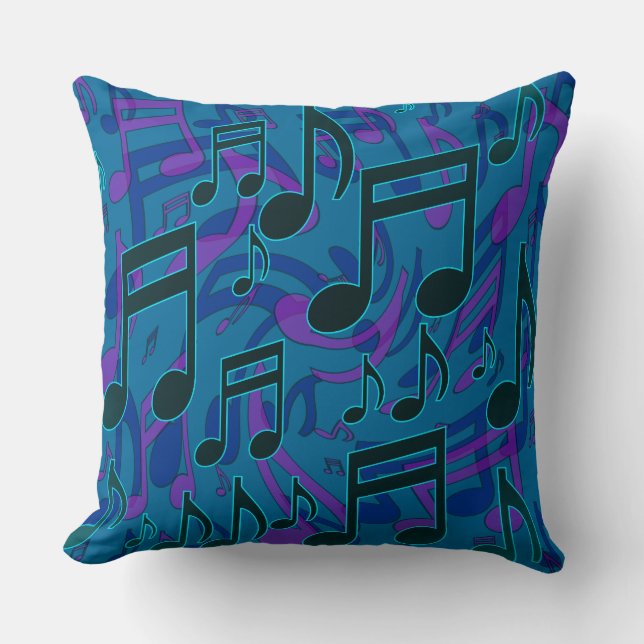 Coussin La musique note le pourpre musical de vert bleu de (Recto)