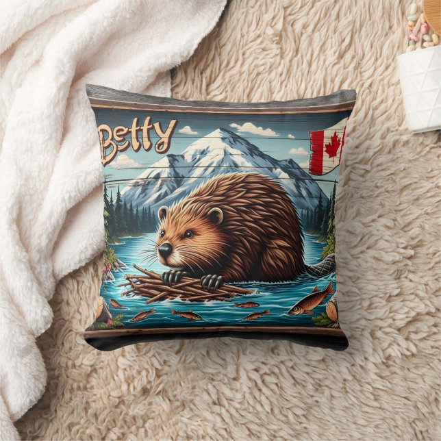 Coussin La nidification canadienne du castor par Mountain  (Couverture)