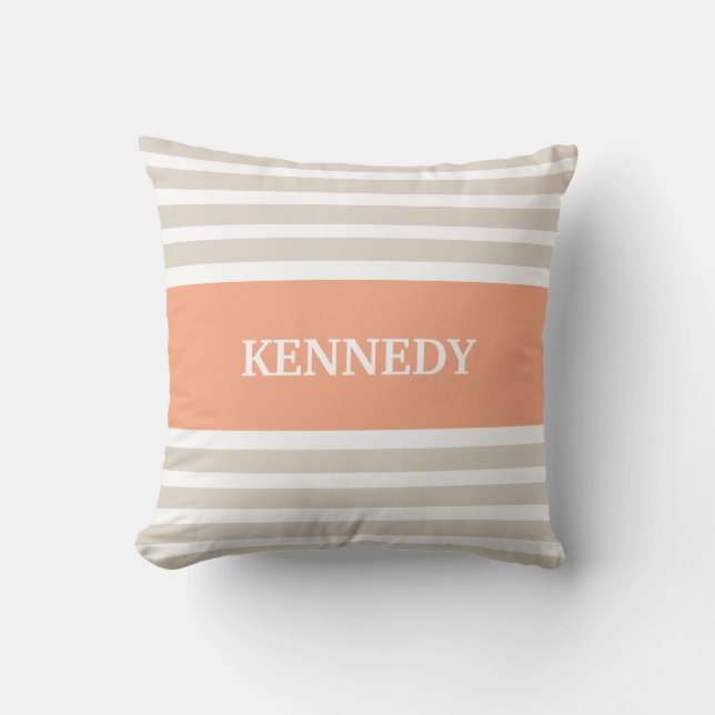 Coussin La pêche beige barre le monogramme (Recto)