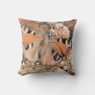 Coussin La peinture d'un papillon orange sur les fleurs je