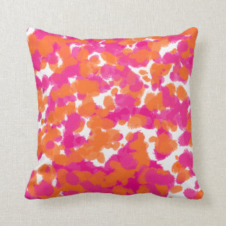 Coussin La peinture orange fuchsia de roses indien Girly