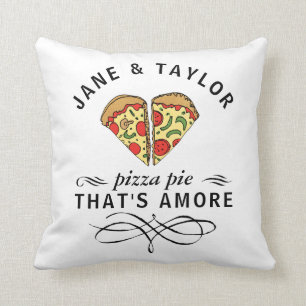 Coussin La pizza d'amour de couples ajoutent des noms