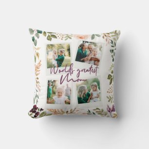 Coussin la plus grande maman aquarelle florale photo