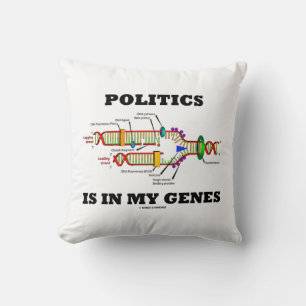 Coussin La politique est dans mon Humour génétique ADN