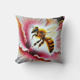 Coussin La pollinisation d'une fleur d'Hibiscus en fleurs