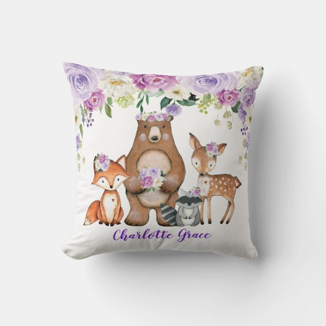 Coussin La pouponnière florale pourpre (Recto)