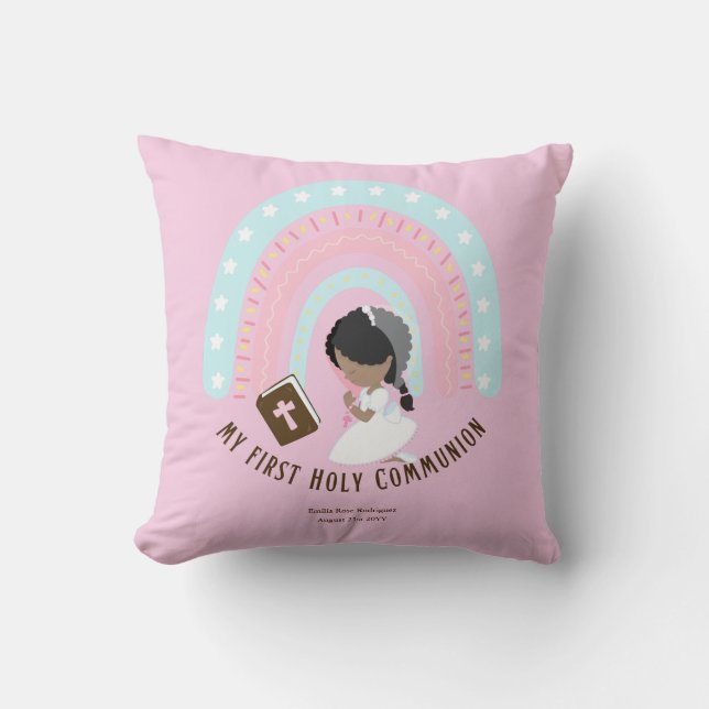 Coussin La première sainte communion des filles Caricature (Recto)