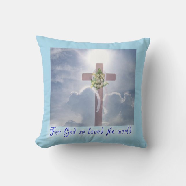 Coussin La promesse, la croix et les nuages de Pâques (Recto)