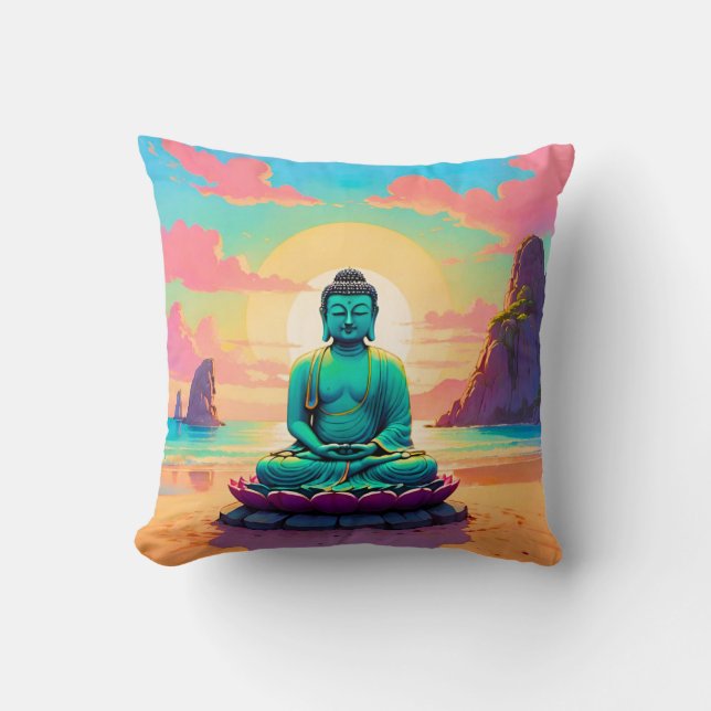 Coussin La réflexion sur le coucher de soleil de Bouddha (Recto)