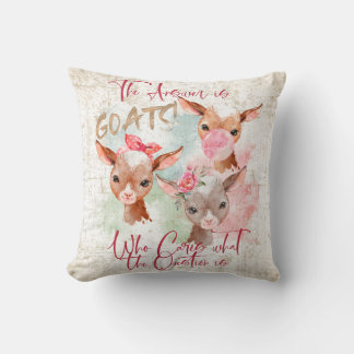 Coussin La réponse est chèvre - Aquarelle mignonne chèvres