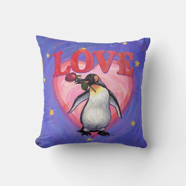 Coussin La Saint-Valentin des manchots (Recto)