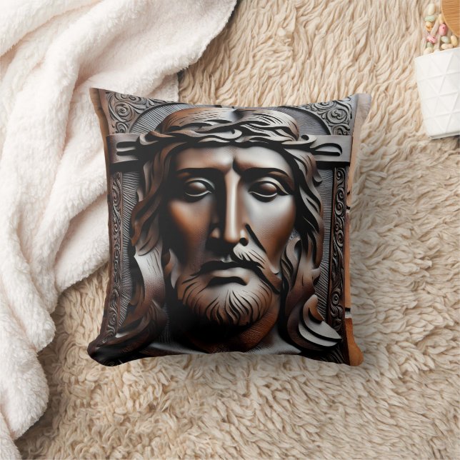 Coussin La sculpture détaillée de Jésus sur un Arrière - p (Couverture)