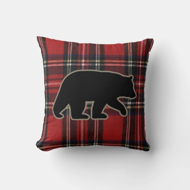 Coussin La silhouette de l'ours noir sur le pays mignon à  (Recto)