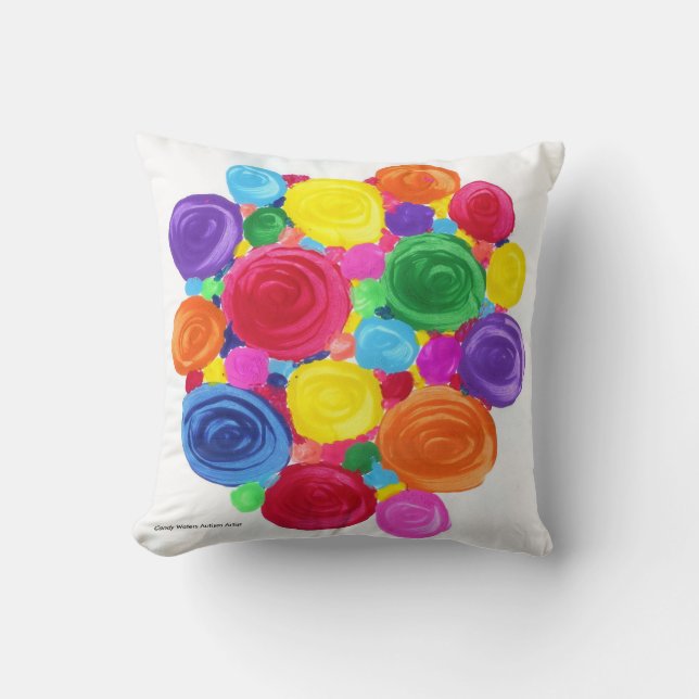 Coussin La sucrerie arrose l'artiste d'autisme (Recto)