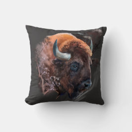 Coussin La tête d'un bison européen