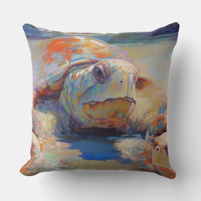 Coussin La tortue luth niche sur une plage (Recto)