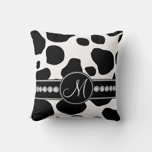 Coussin La vache blanche noire repère le carreau décoré (Recto)