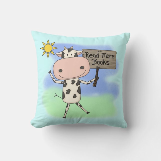 Coussin La vache Lire Plus De Livres (Recto)