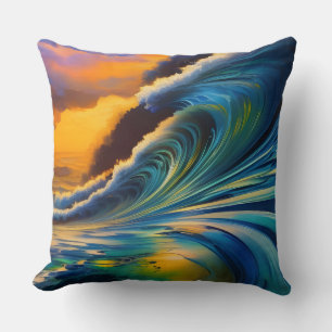 Coussin La vague au lever du soleil