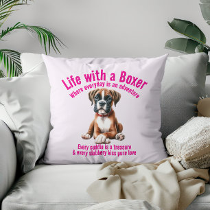 Coussin La vie de chien Boxer pleine d'aventures