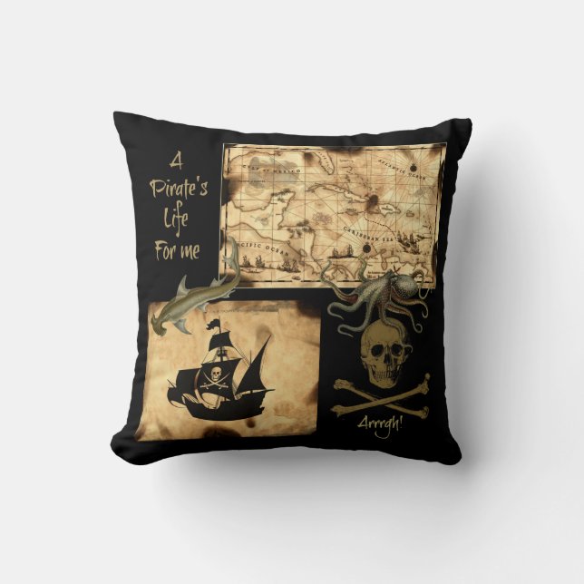 Coussin La vie d'un pirate pour moi carte des Caraïbes de (Recto)