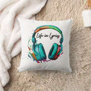 Coussin "La vie en paroles" casque multicolore Art