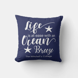 Coussin La vie est à l'aise avec une brise océanique- Naut