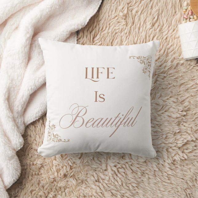 Coussin La vie est belle romantique dire Brown texte (Couverture)