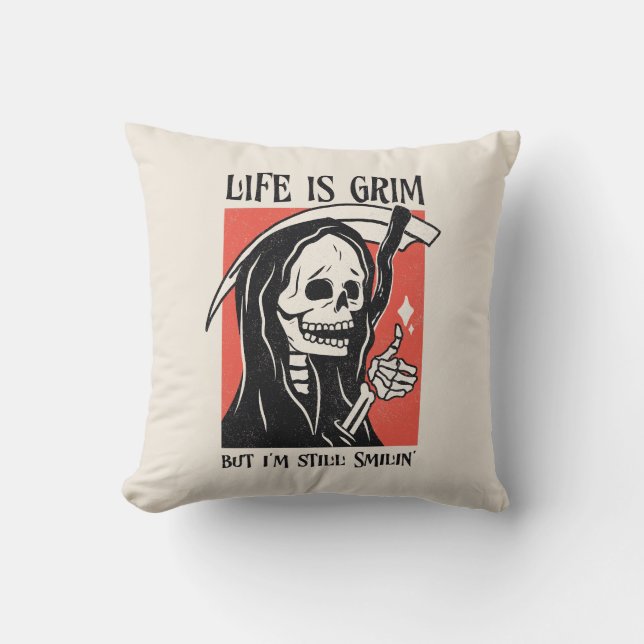 Coussin La Vie Est Grave Drôle Grave Faucheuse Drôle Jeu S (Recto)