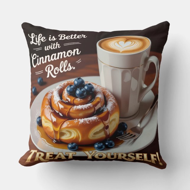 Coussin La vie est meilleure avec la cannelle gâteau se tr (Recto)