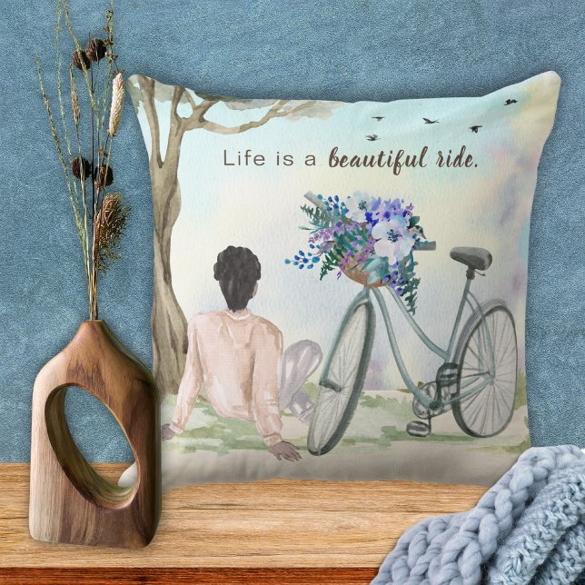 Coussin La vie est une belle balade à vélo (Créateur téléchargé)