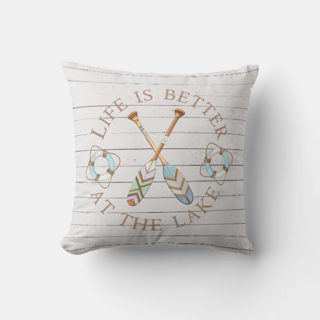 Coussin La Vie Rustique Est Meilleure Au Lac Blanc Bois (Recto)