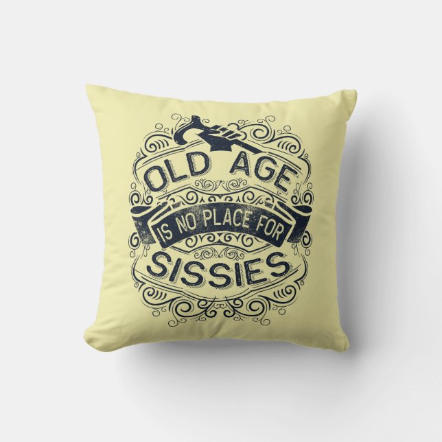 Coussin La vieillesse n'est pas une place pour les mission (Recto)
