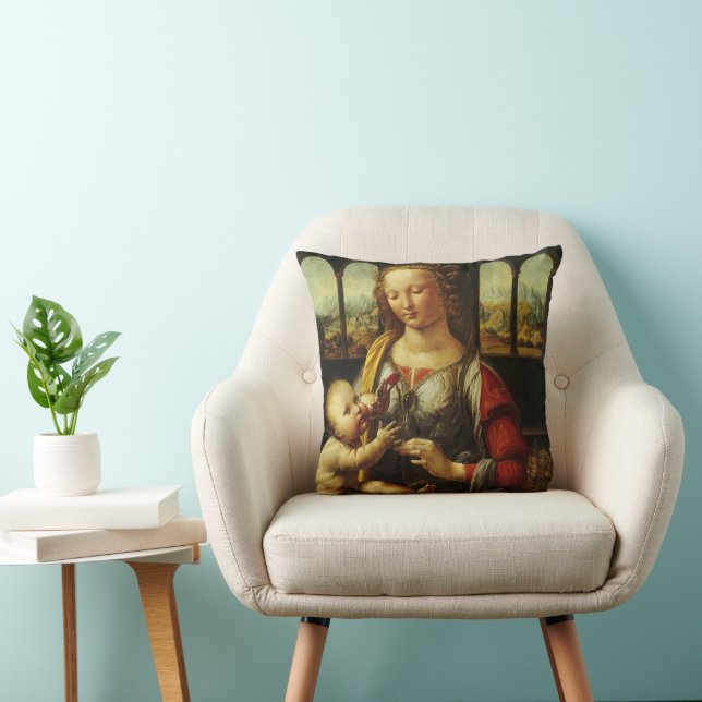 Coussin La Vierge à l'Enfant de Léonard de Vinci (Chaise)