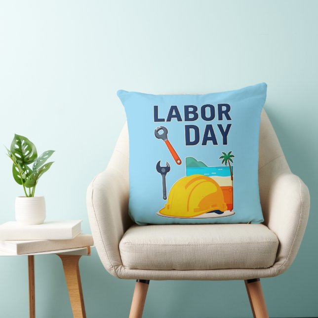 Coussin Labor Day Construction Worker Helmet Design (Chaise)