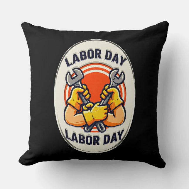 Coussin Labor Day Worker Badge Tools Design (Recto)