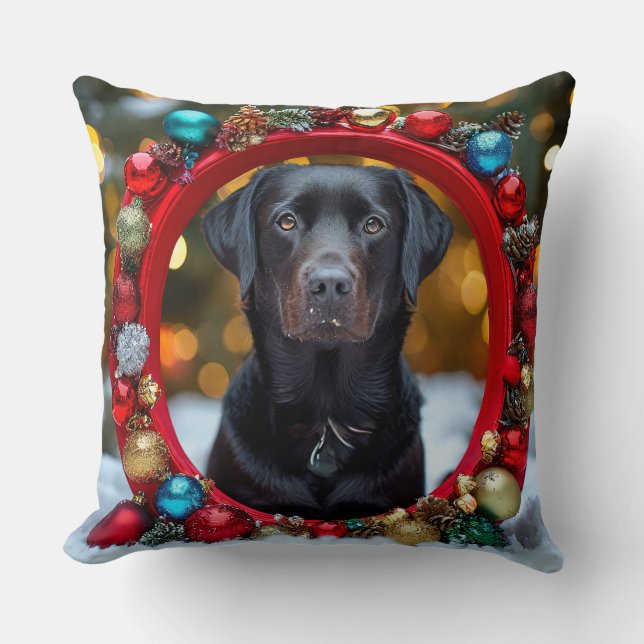 Coussin Labrador de Noël (Recto)