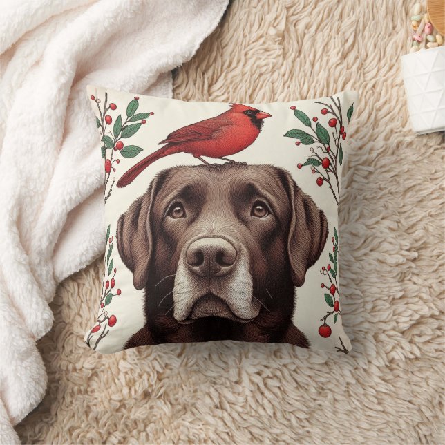 Coussin Labrador et cardinal au chocolat (Couverture)