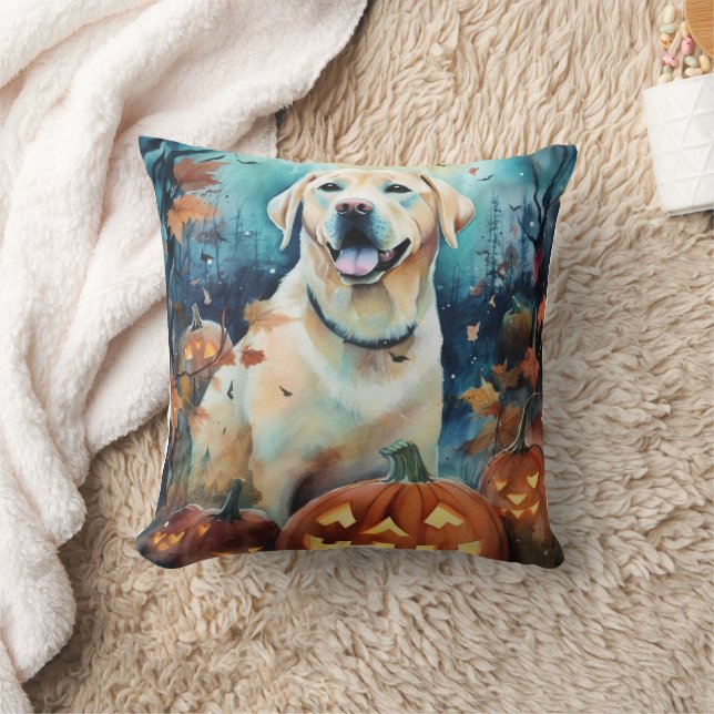 Coussin Labrador Halloween avec la peur Citrouille (Couverture)
