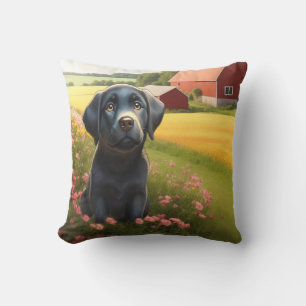 Coussin Labrador Retriever à la ferme