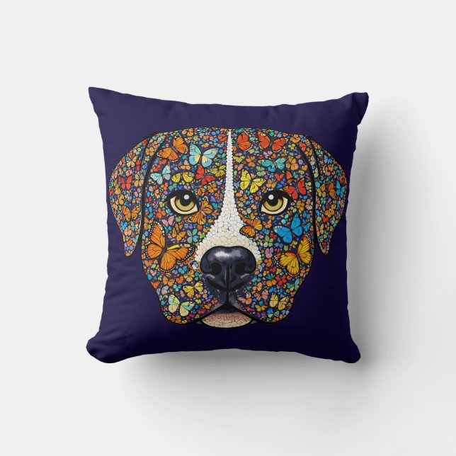 Coussin Labrador Retriever Butterfly Kaleidoscope Portrait (Recto)