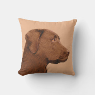 Coussin Labrador Retriever (Chocolat) Peinture - Chien Art