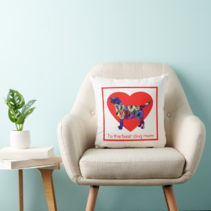 Coussin Labrador Silhouette Chien Coeur rouge Fête des mèr