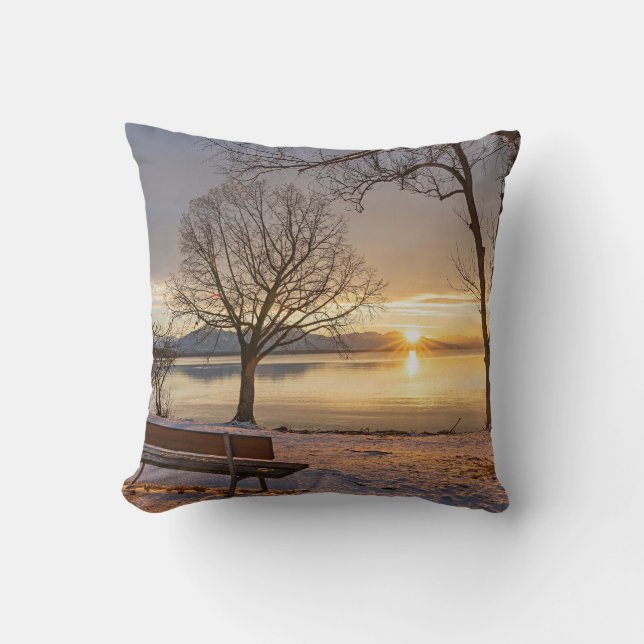 Coussin Lac Chiemsee, coucher du soleil, (Recto)