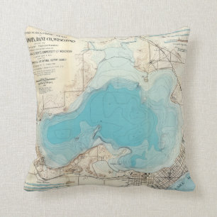Coussin Lac hydrographique Mendota de carte