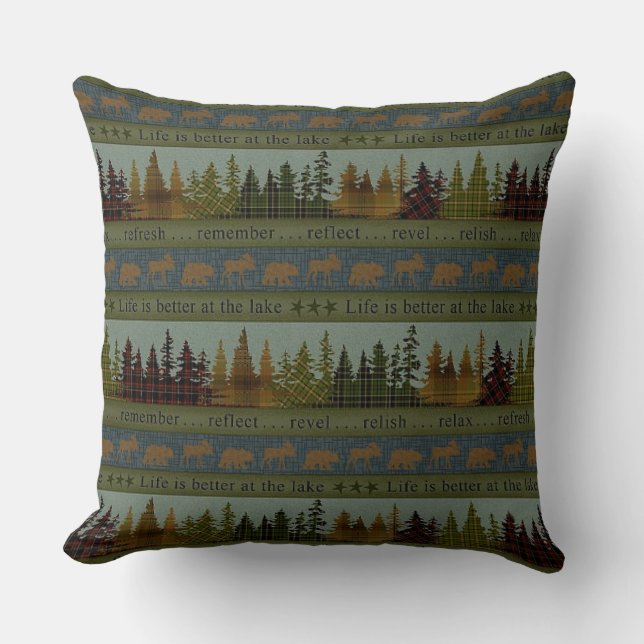 Coussin "Lac/Lodge/Cabine" JETER UN OREILLÈRE (Recto)