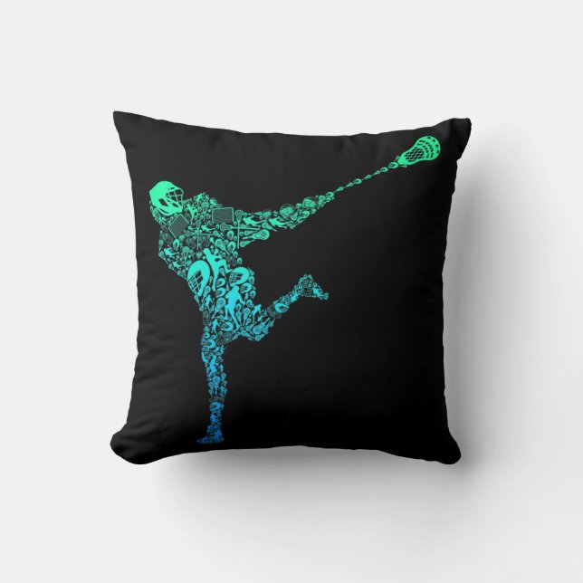 Coussin Lacrosse Joueur Jeunes Hommes Enfants Garçons (Recto)