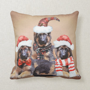 Coussin L'adorable berger allemand coquelicot en vêtement